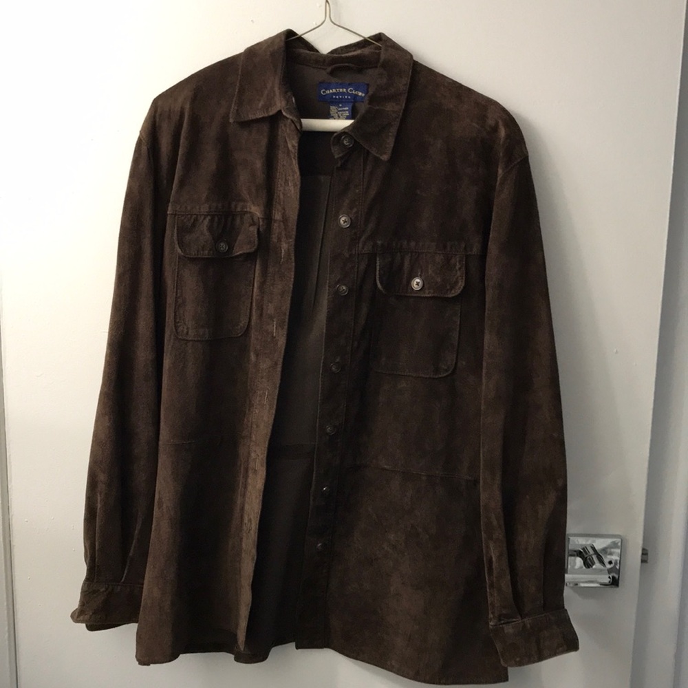 Charter Club Brown Leather Jacket with Classic Style